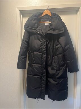 Old Navy Black Long Puffer Coat with High Collar